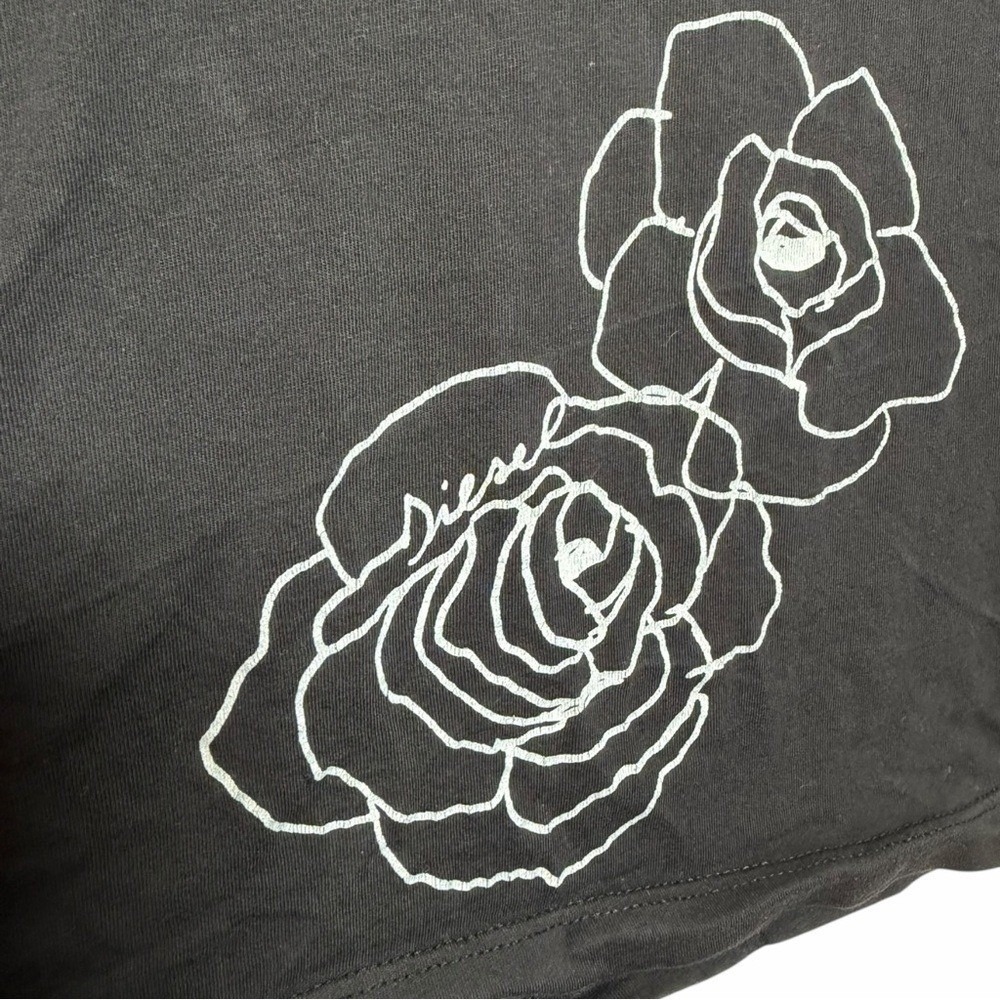 Archive Diesel Y2K Black Rose Graphic Baby Tee • Distressed Indie Sleaze S - Picture 5 of 11
